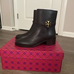 Tory Burch Miller 45mm Bootie Ankle Boots Sz 7 Brown